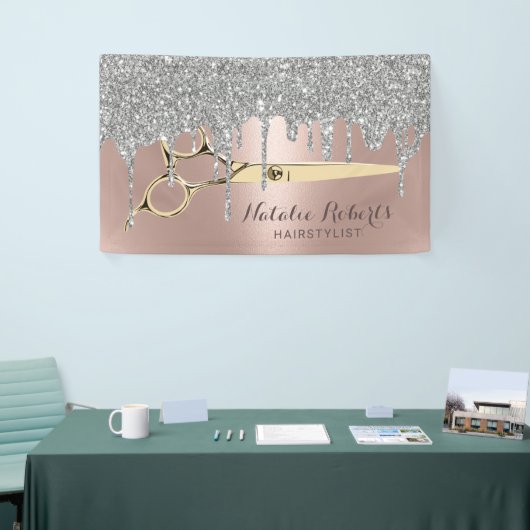 Haare Stylist Rose Gold Silberne Tropfen Schönheit Banner (Messeveranstaltung)