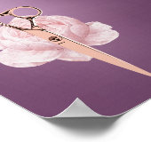 Haare Stylist Rose Goldschere Blume Lila Salon Poster (Ecke)