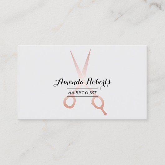 Haare Stylist Rose Goldschere Salon Minimalistisch Visitenkarte (Vorderseite)