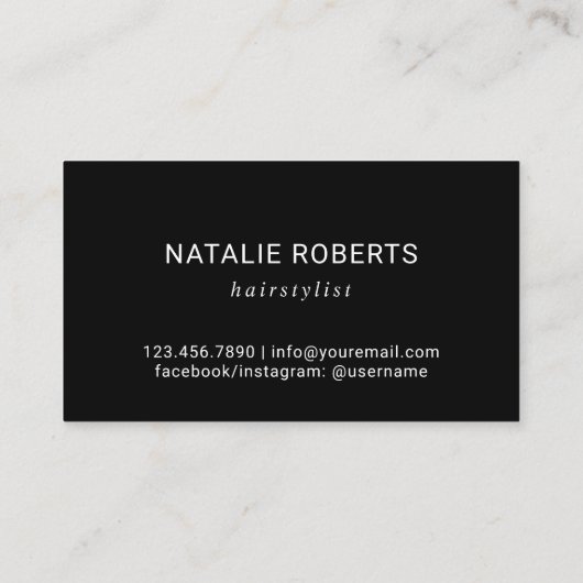 Haare Stylist Rose Goldschere Schwarzer Glitzer Sa Visitenkarte (Rückseite)
