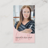 Haare Stylist Salon Foto QR Rosa Visitenkarte (Vorderseite)