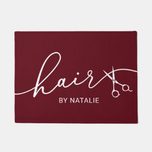 Haare Stylist Schere Script Schönheitssalon Rot Fußmatte