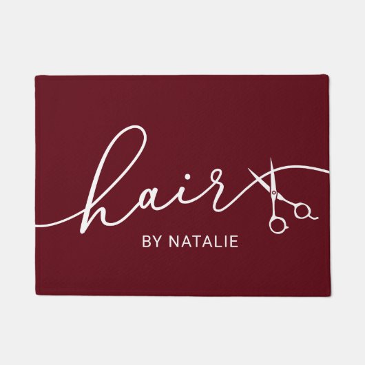 Haare Stylist Schere Script Schönheitssalon Rot Fußmatte (Vorderseite)