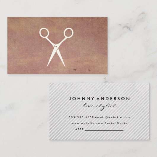 Haare Stylist Silver Scissors Ernennung Terminkarte (Vorne/Hinten)