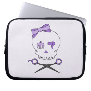 Haare Stylist Skull & Scissor Crossbones - Lila 2 Laptopschutzhülle