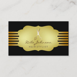 Haare Stylist Striped Gold Glitzer Salon Visitenkarte