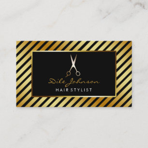 Haare Stylist Striped Gold Glitzer Salon Visitenkarte