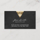 Haare Stylist Trendy Black & Gold Geometric Terminkarte (Vorderseite)