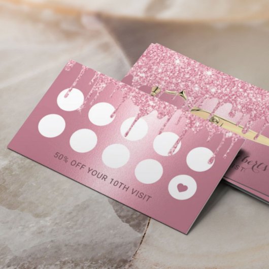 Haare Treppe Rosa Glitzer Tropfen Salon Loyalität Treuekarte