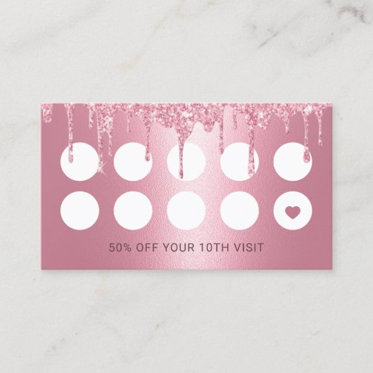 Haare Treppe Rosa Glitzer Tropfen Salon Loyalität Treuekarte (Vorderseite)