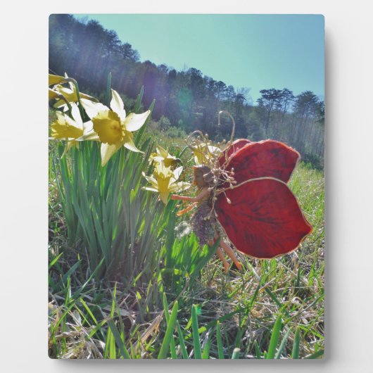 Haare und gelbe Blumen Fotoplatte (Vorderseite)