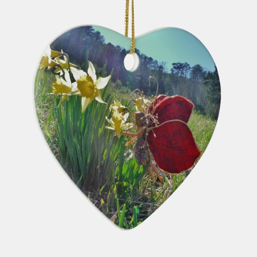 Haare und gelbe Blumen Keramik Ornament (Rechts)