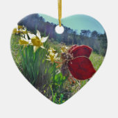 Haare und gelbe Blumen Keramik Ornament (Vorne)