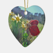 Haare und gelbe Blumen Keramik Ornament (Links)