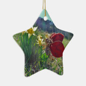 Haare und gelbe Blumen Keramik Ornament (Rechts)