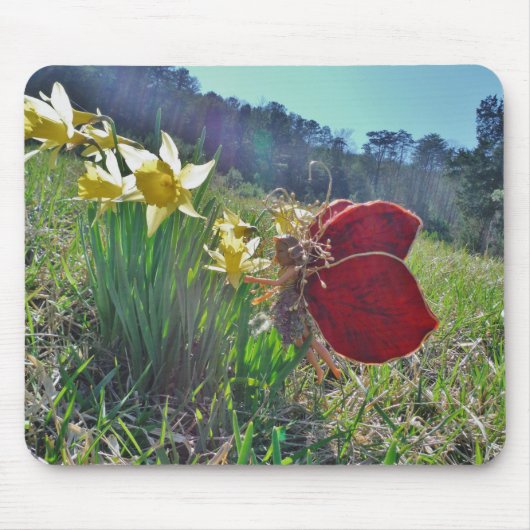 Haare und gelbe Blumen Mousepad (Vorne)