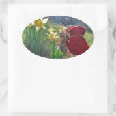 Haare und gelbe Blumen Ovaler Aufkleber (Tasche)