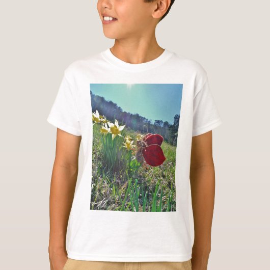 Haare und gelbe Blumen T-Shirt (Vorderseite)