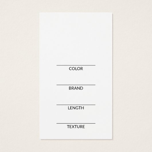 HAAREXTENSION RETAIL TAG (Rückseite)