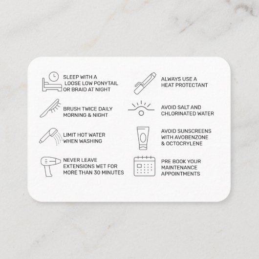 HAAREXTENSIONSKARTE (rosa) Visitenkarte (Rückseite)