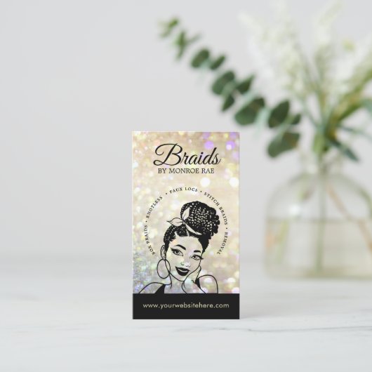 Haarfahne/Braide/Braiding/Salon - QR-Code/Logo Visitenkarte (Stehend Vorderseite)