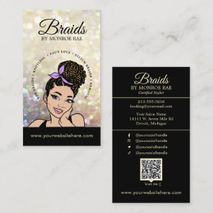 Haarfahne/Braide/Braiding/Salon - QR-Code/Logo Visitenkarte