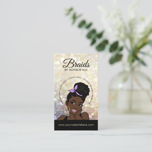 Haarfahne/Braide/Braiding/Salon - QR-Code/Logo Visitenkarte (Stehend Vorderseite)