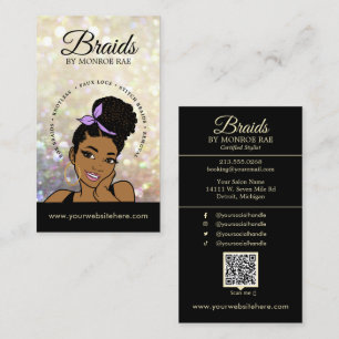 Haarfahne/Braide/Braiding/Salon - QR-Code/Logo Visitenkarte