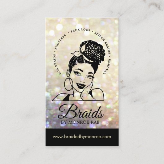 Haarfahne/Braiden/Braiding/Salon - QR-Code Visitenkarte (Vorderseite)