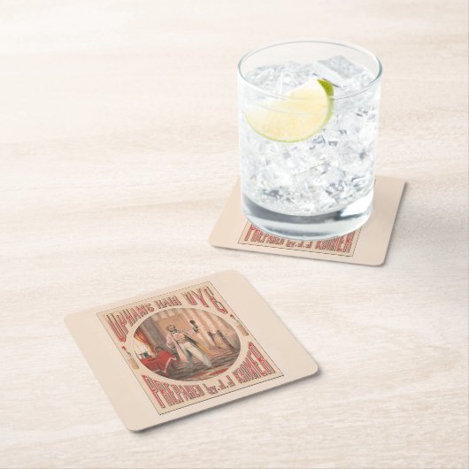 Haarfärbemittel, Circa 1864 Rechteckiger Pappuntersetzer (Vor Ort)