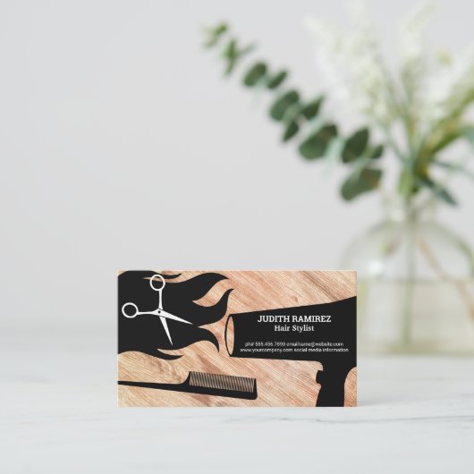 Haargeräte und Stylist | Wood Appt Terminkarte (Stehend Vorderseite)