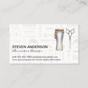 Haarkletterschere   Barber Pattern   Metallic Visitenkarte