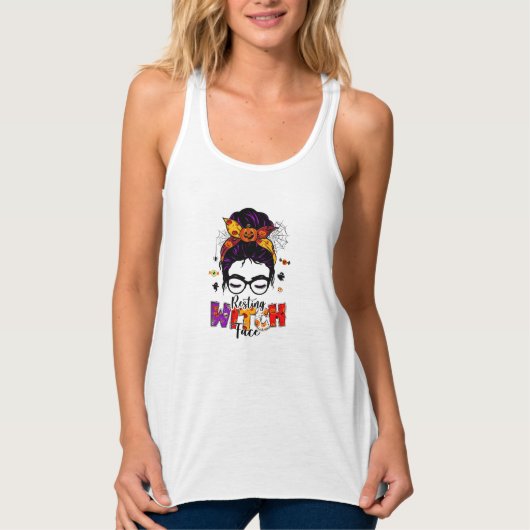 Haarknoten Halloween Ruhende Hexe Tank Top (Vorderseite)