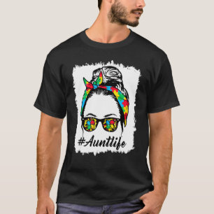 Haarknoten Puzzle Sonnenbrille Tante Leben Autismu T-Shirt