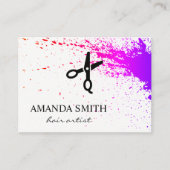 Haarkunst Expressive Spatter Salon Schere Visitenkarte (Vorderseite)
