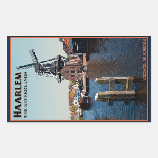 Haarlem - Adriaan Windmill Rechteckiger Aufkleber (Vorderseite)
