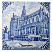 Haarlem church Delft Blue style ceramic tile Fliese (Vorderseite)