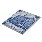 Haarlem church Delft Blue style ceramic tile Fliese (Seite)