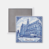 Haarlem church Delft Blue style magnet (Vorderseite/Rückseite)