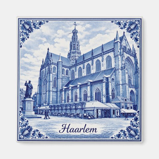 Haarlem-Kirche Delft-Blau-Stil-Magnet Magnet (Vorne)