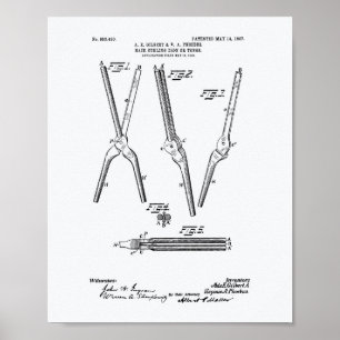 Haarlockenstab 1907 Patentkunst Weißes Papier Poster