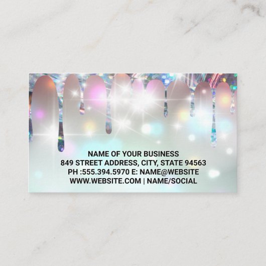 Haarlogo | Glitzer Tropfen | Shiny Bokeh Glow Treuekarte (Rückseite)