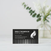 Haarlogo | Kamm | Metallischer Hintergrund Visitenkarte (Stehend Vorderseite)