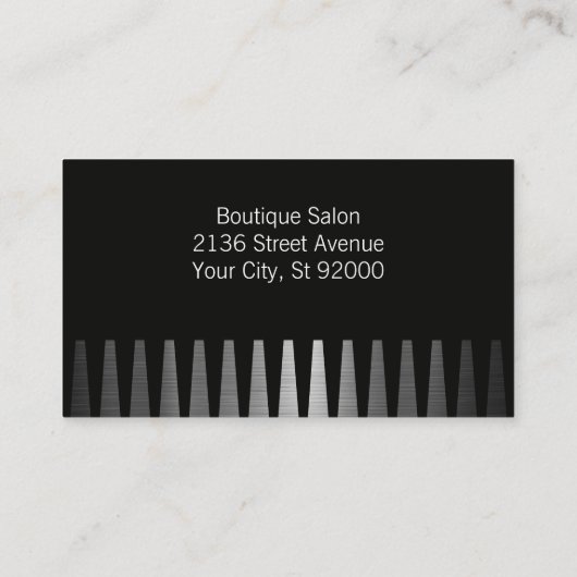 Haarlogo | Kamm | Metallischer Hintergrund Visitenkarte (Rückseite)