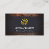 Haarlogo | Leather Wood Visitenkarte (Vorderseite)