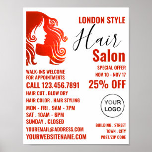 Haarlogos, Haarstylist, Haarsalonwerbung Poster