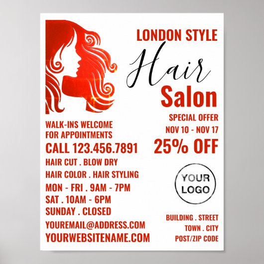Haarlogos, Haarstylist, Haarsalonwerbung Poster (Vorne)