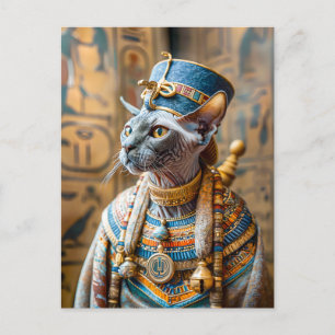 Haarlose Katze Pharao mit Krone Postkarte