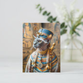 Haarlose Katze Pharao mit Krone Postkarte (Stehend Vorderseite)