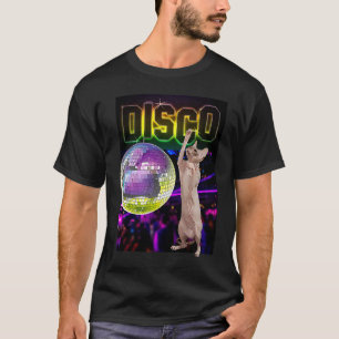 Haarlose Sphynx-Katze in der Disco Tanzende Katze T-Shirt